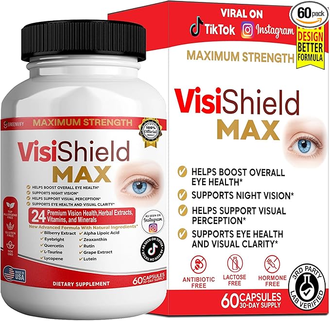 VisiShield Max Eye Health Supplement 24 Premium Vision Vitamins and Minerals 60 Capsules (1)