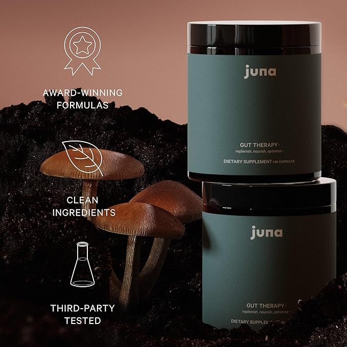 Juna Gut Therapy – L-Glutamine Amino Acids &amp Probiotics for Gut-Brain Support – Helps Mood Focus &amp Mental Clarity – Dual-Action Probiotics Support Microbiome Balance – With Clinically Studied
