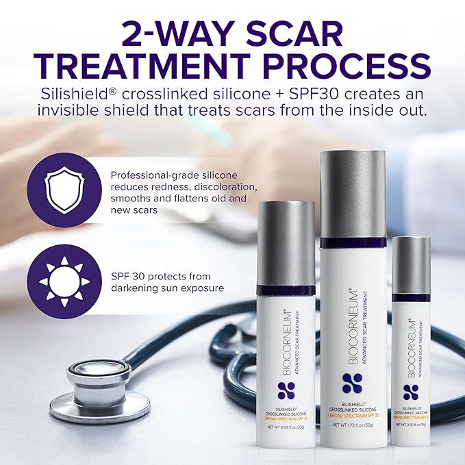 Advanced Scar Gel with Silishield® &amp SPF 30 50g – Silicone-Based Water-Resistant Fast-Drying Scar Cream for Surgical Scars Burns &amp Injury – Made in USA Safe for Kids 6+ – Surgeon Recommend