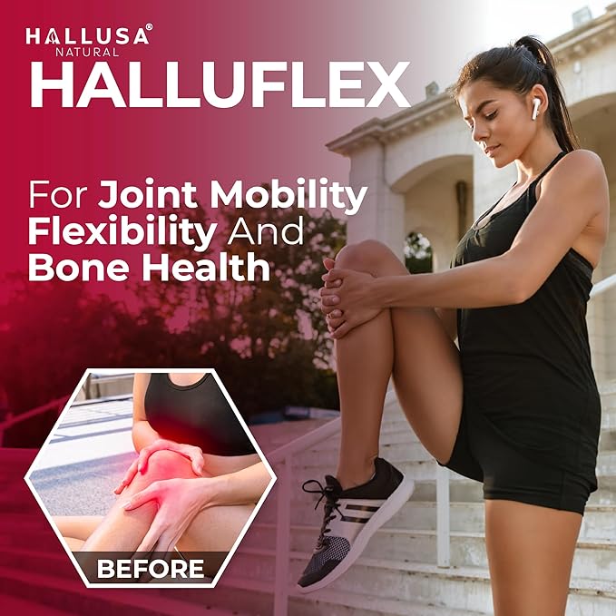 Hallusa Natural Halluflex Joint Support Supplement for Women &amp Men Glucosamine Chondroitin 2850mg 180 Capsules Plus Hydrolyzed Collagen Mobility Flexibility &amp Joint Health
