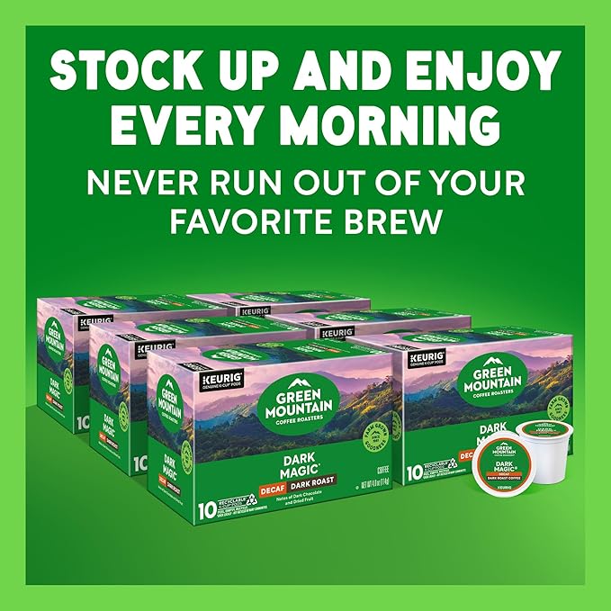 Green Mountain Coffee Dark Magic Decaf Keurig Single Serve K-Cup Pods Dark Roast Coffee 60 Count (6 Packs of 10)