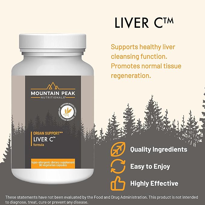 Mountain Peak Nutritionals Liver C - Liver Support &amp Detox Supplement - w/Milk Thistle (Siliphos®) Turmeric and Mushroom Blend - Promotes Healthy Liver Function &amp Energy (90 Vegetarian Capsu