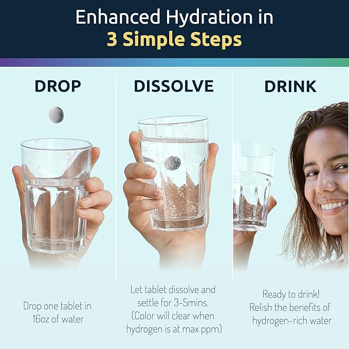 Invigorated Water Flavored Hydrogen Water Tablets with Magnesium - 12 PPM H2 Molecular Hydrogen Tablets for Drinking Water - Supports Energy Brain &amp Cognitive Health Non-GMO (60 servings Raspbe