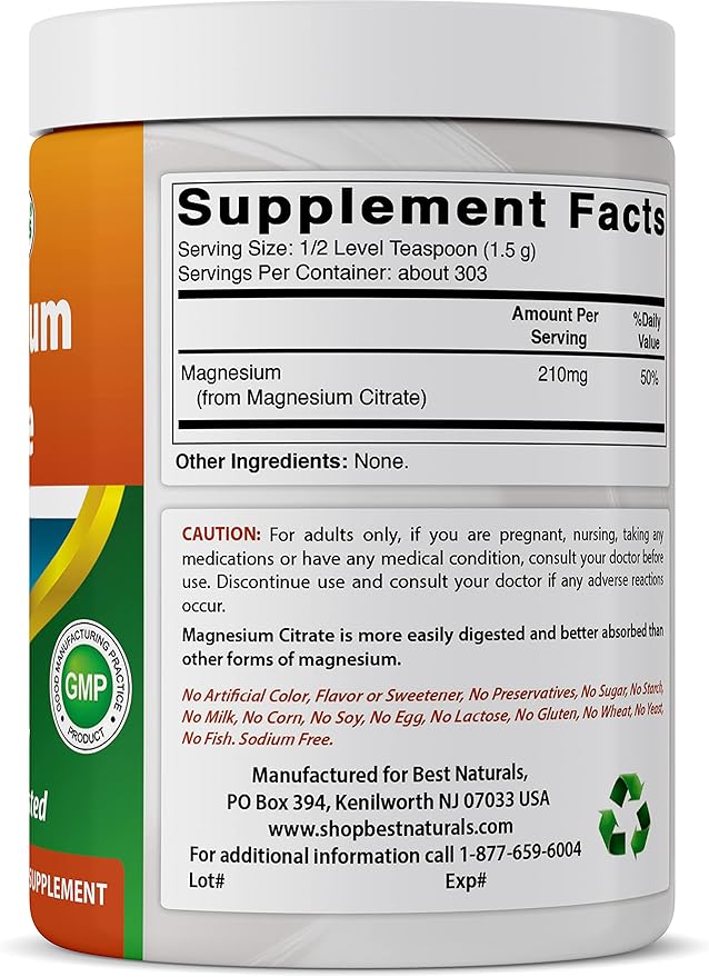 Best Naturals Magnesium Glycinate Powder - 1 Pound (1 LB (Pack of 3))