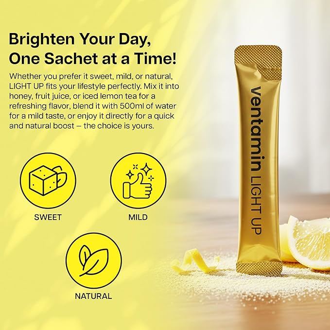 Light Up – Antioxidant Skin-Brightening Supplement with Vitamin C Plant-Based Extracts &amp Hydrating Support – Lemon Green Tea Flavor – for Even Tone Dark Spot Reduction &amp Glow – 30 Sachets