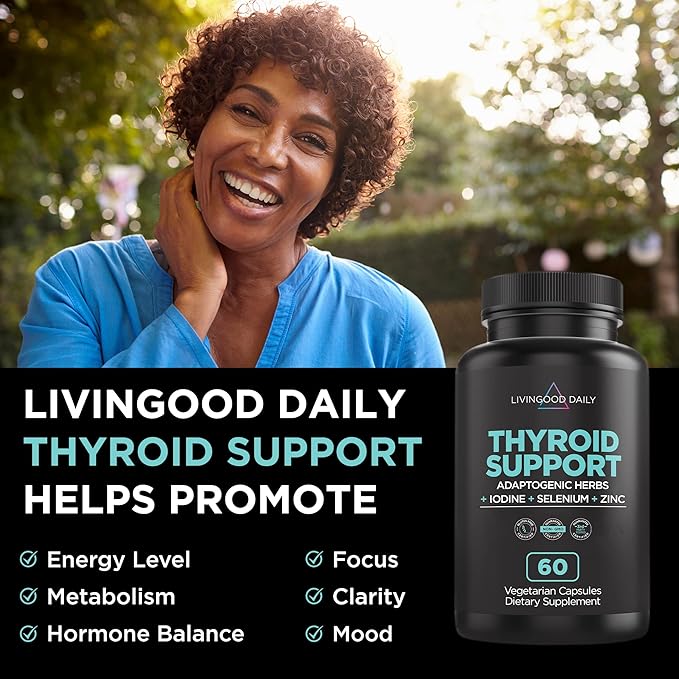 Livingood Daily Thyroid Support Bundle - Complete Thyroid Supplement Plus Adrenal and Cortisol Support