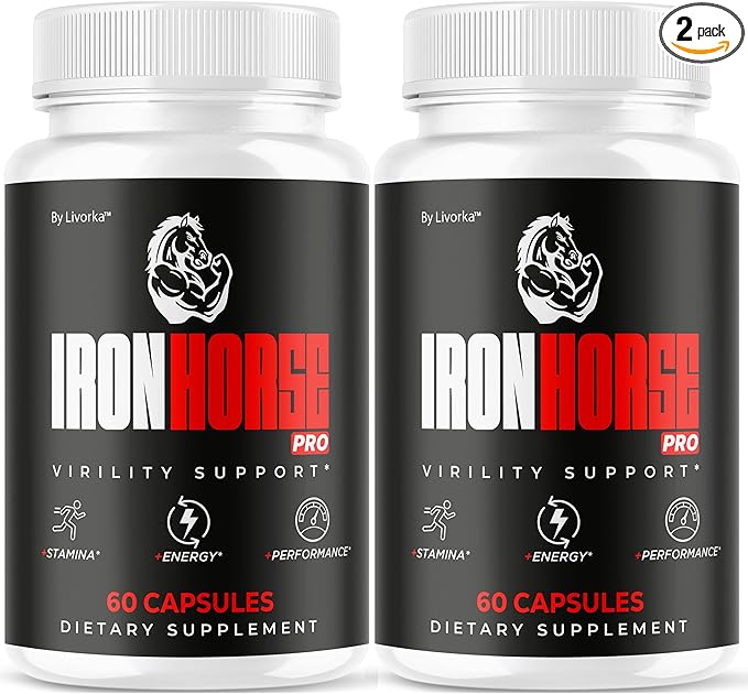 (2 Pack) Iron Horse Pro Supplement Pills - Official Advanced Formula Support Capsules - Maximum Strength Natural Iron Horse Pro for Overall Health &amp Wellness 120 Capsules for 2 Months