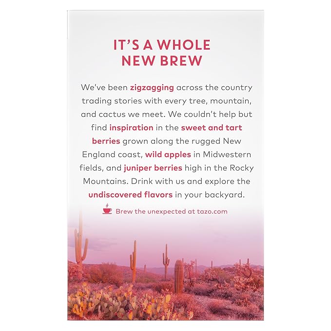 TAZO Prickly Pear Cactus Herbal Tea Caffeine-Free 48 Tea Bags Total (3 Packs) Hibiscus &amp Chamomile Blend Naturally Flavored Sustainably Packaged.