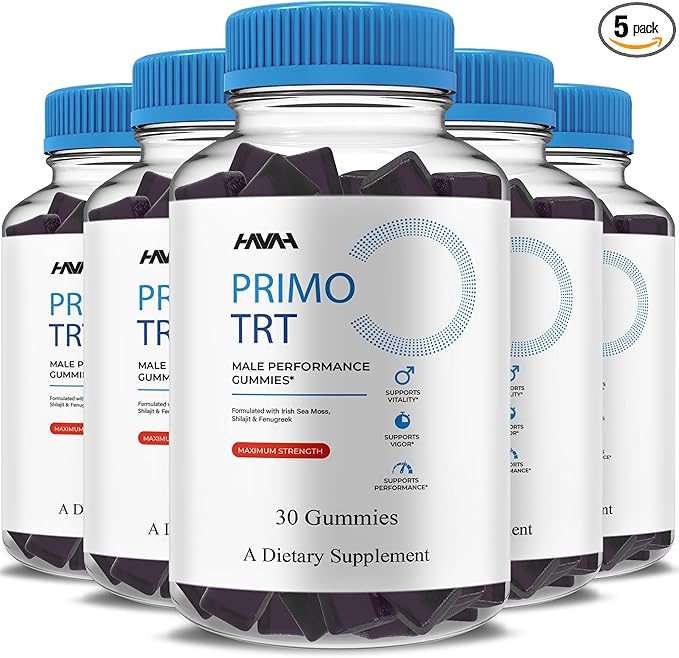 (5 Pack) Primo TRT Maximum Strength Performance Gummies PrimoTRT Gummy Supplement Prime TRT Maximum Strength Advanced Shiljait Vitamin Support Supplement Primo TRT Premium Gomitas (5 Month Supply)