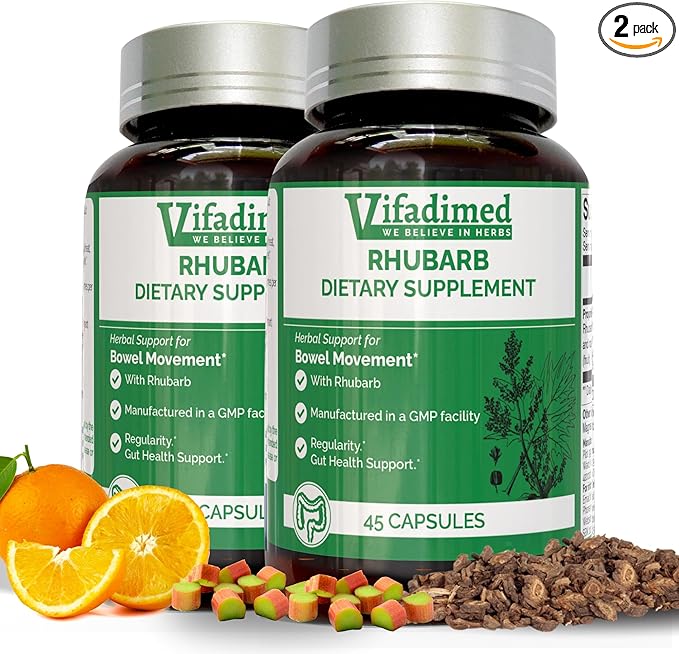 RhubarbGut Motility Activator for Bowel Movement and RegularityConstipation ReliefBloating &amp Gas ReliefMucus Production AssistLining &amp Microbiome Support90 Capsules