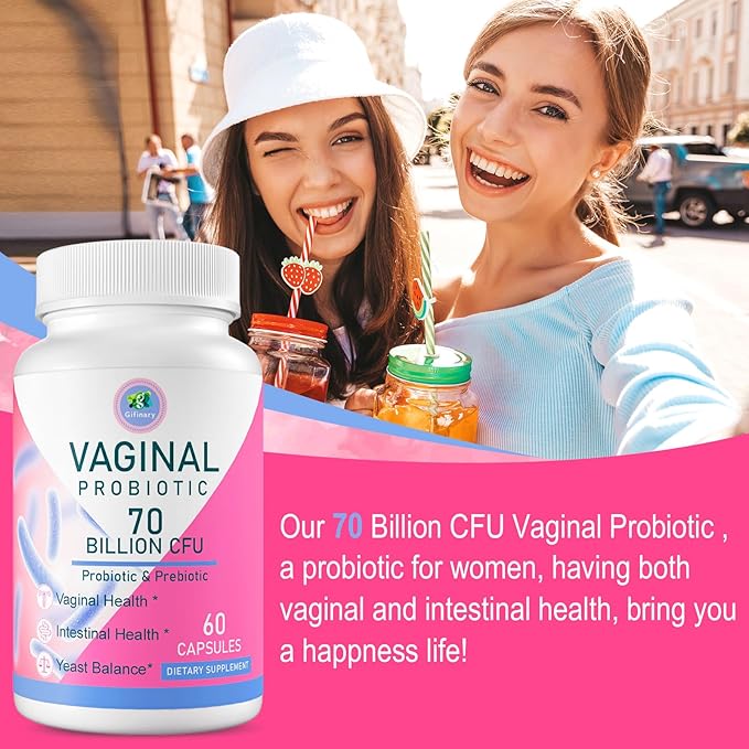 Vaginal Probiotics PH Balance for Women 70 Billion CFUs Womens Probiotic for Vaginal health Urinary Odor Control Flor Ph Balance &amp Hormone with Prebiotic &amp D-Mannose - Shelf Stable 60