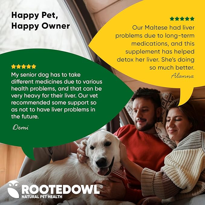 Rooted Owl Liver Support for Dogs - Natural Liver Health Supplement - Milk Thistle for Dogs - Vegetarian Capsules - 60/ct