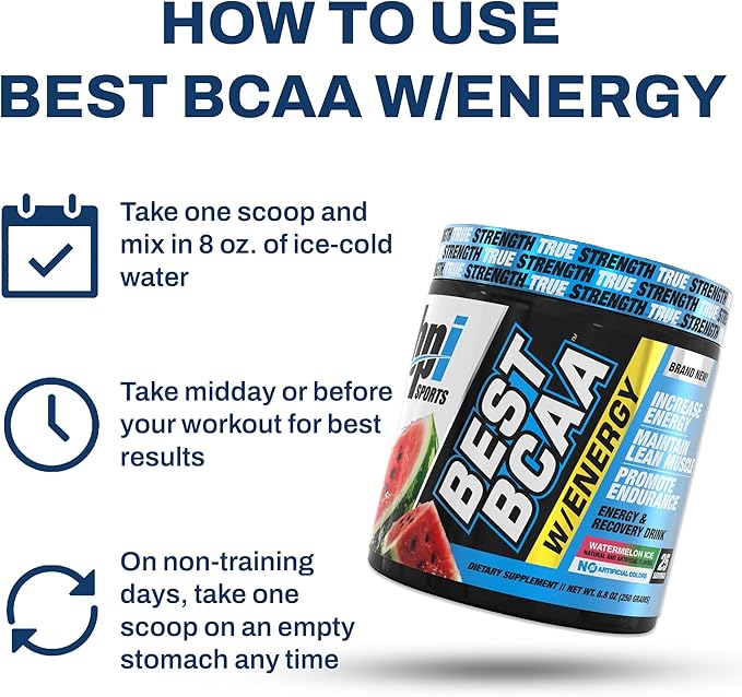 BPI Sports Best BCAA Powder - Muscle Recovery Support - Branched Chain Amino Acids | Building Blocks of Protein and Muscle - Post Workout Recovery - Hydration - Watermelon Ice