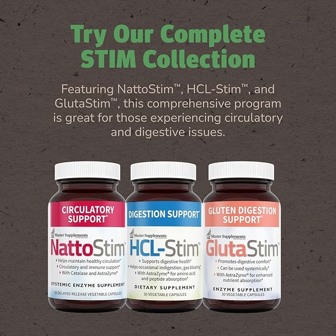 Master Supplements GlutaStim - 30 Vegetable Capsules - Gluten Digestion Support - Provides Digestive Support + Gas &amp Bloating Relief - Vegan Gluten Free - 30 Servings