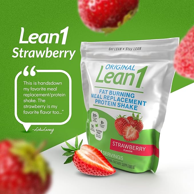 Lean1 Meal Replacement Protein Shake Strawberry Flavor 44 Servings in 5 Pound Bag