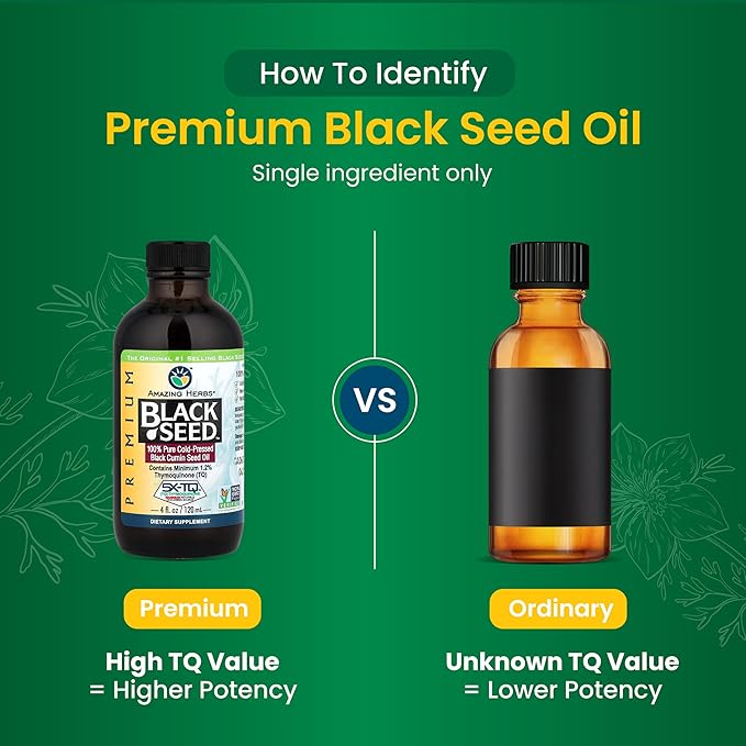 Amazing Herbs Premium Black Seed Oil - Gluten Free Non GMO Cold Pressed Nigella Sativa Aids in Digestive Health Immune Support Brain Function Joint Mobility - 4 Fl Oz (Pack of 2)