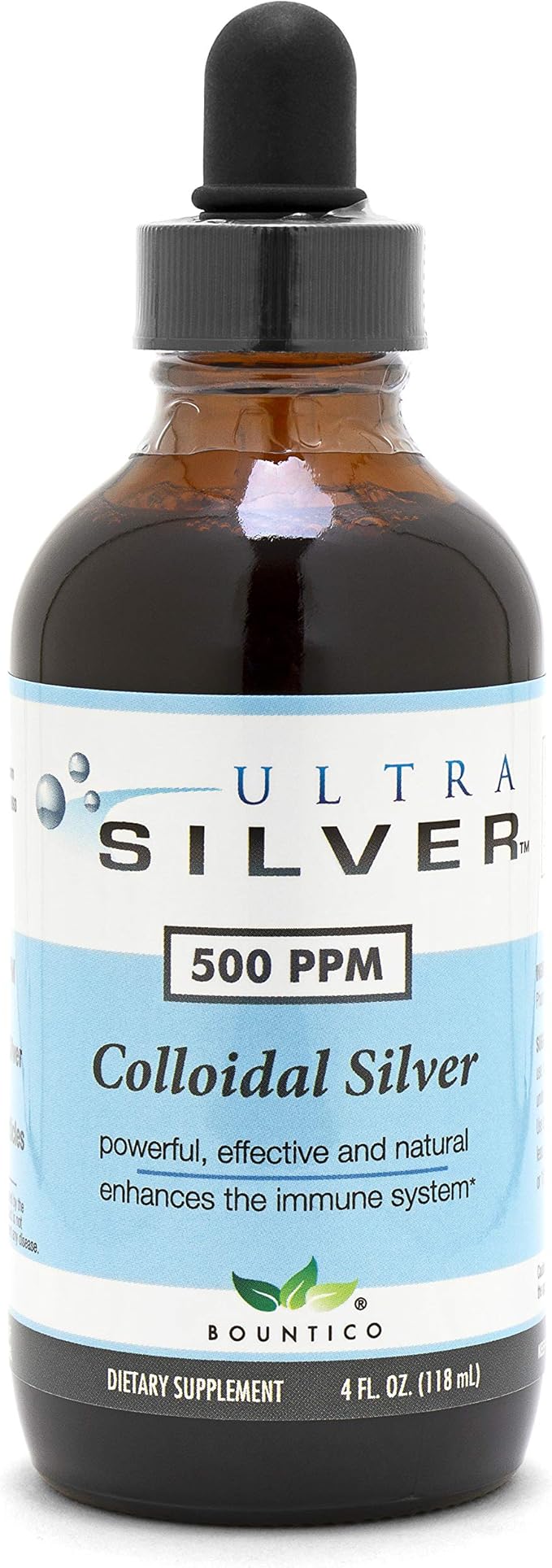 Ultra Silver® Colloidal Silver | 500 PPM 4 Oz (118mL) | Mineral Liquid Supplement | True Colloidal Silver - with Dropper