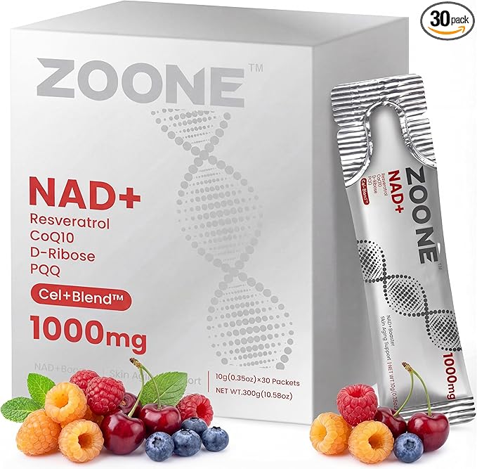 NAD Resveratrol Supplement NAD+ Liquid Supplement 1000mg with Nicotinamide Riboside Resveratrol &amp PQQ NAD Supplements for Men &amp Women Healthy Aging &amp Boosts Cellular Energy – 30 Packs
