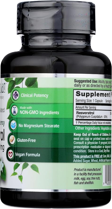 Emerald Labs Resveratrol - Dietary Supplement with Resveratrol for Cellular and Cardiovascular Support - 30 Vegetable Capsules