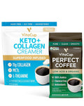 VitaCup Perfect Low Acid Ground Coffee 11 oz &amp Keto + Collagen Vanilla Creamer 10 oz | Infused with Superfoods (Collagen Coconut Water MCT Dairy-Free) for body and brain health