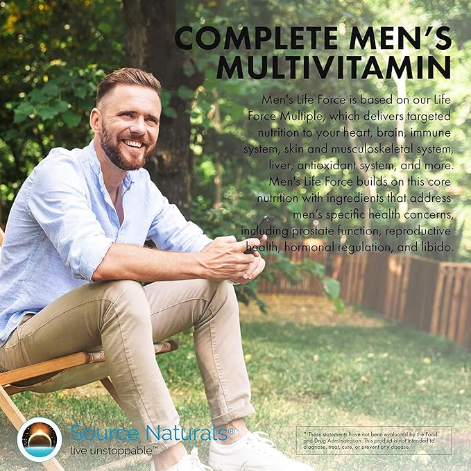 Source Naturals Men's Life Force Multiple Daily Multivitamin &amp Immune Health Supplement - 13 Essential Vitamins Nutrients &amp Minerals - 180 Tablets