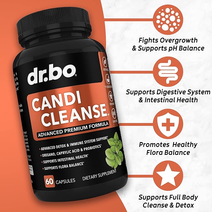 Activated Charcoal &amp Candi Cleanse Support - Organic Coconut Charcoal Pills &amp Anti Overgrowth Pills for Stomach Gas and Bloating for Men Women Kids - Oral Herbal Oregano &amp Caprylic Acid Ca