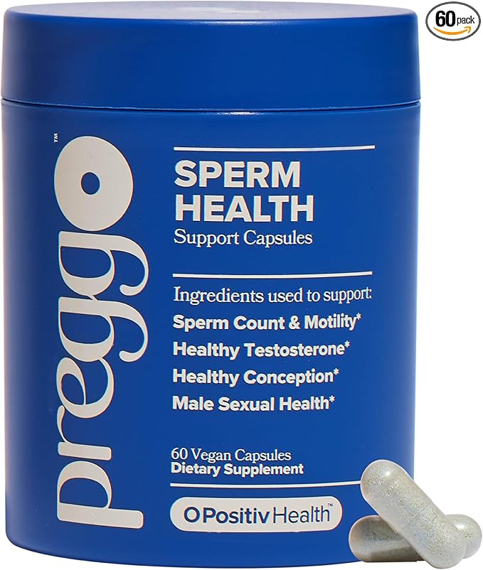 O Positiv Preggo Sperm Health Capsules for Men - OBGYN-Formulated for Improved Sperm Count &amp Motility with Tongkat Ali NAC Alpha Lipoic Acid – Male Reproductive Health 60 Count (Pack of 1)