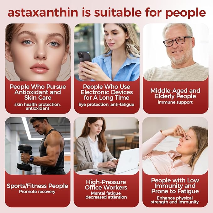 Rovina Astaxanthin 12mg Astaxanthin Antioxidant Supplements for Immune Eye Skin Supports Non-GMO &amp Gluten Free - 200 Softgels