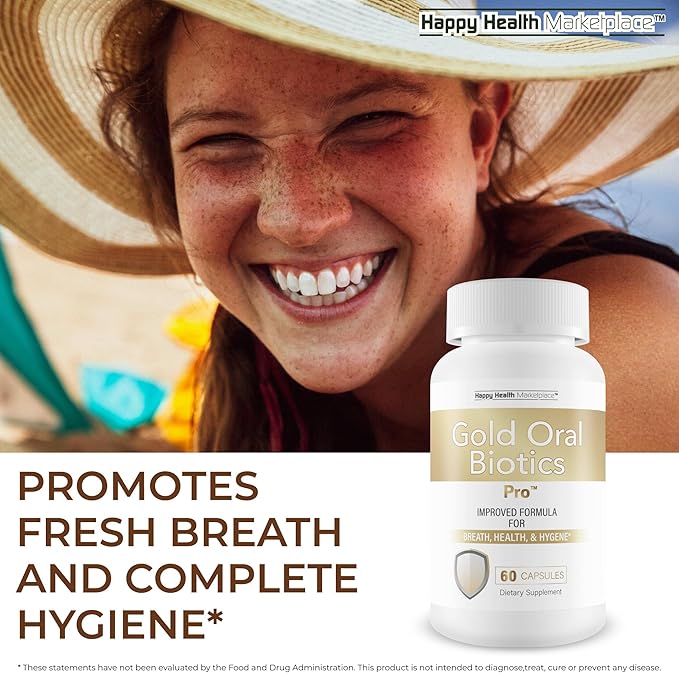 Gold Oral Biotics Pro - Our Best Oral Health Probiotics and Prebiotics - Advanced Oral Probiotics for Mouth Bad Breath - 11 Strain 40 Billion CFU Probiotic Capsules - Tooth and Gum Dental Probiotic