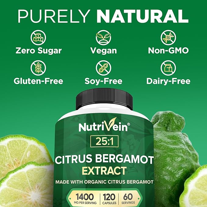 Nutrivein Premium Citrus Bergamot &amp Resveratrol Supplement Bundle: Resveratrol &amp 25:1 Citrus Bergamot Supplement for Vitality Repair &amp Circulatory Wellness