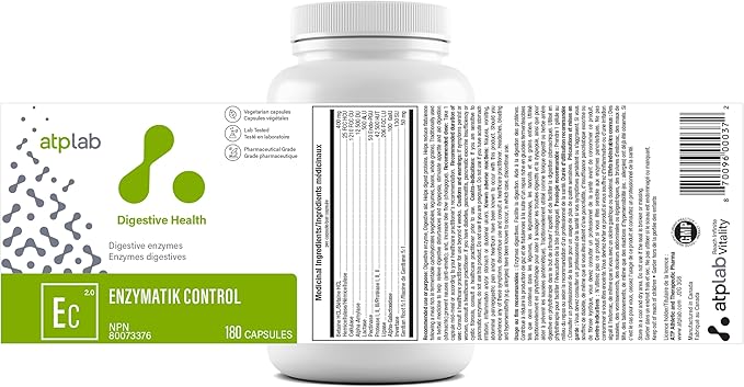 ATP LAB - Enzymatik Control 180 Capsules 90-Day Supply - Enhances Appetite and Supports Digestion - Contains Digestive Enzymes - Prevent Nausea and Increase Bile Flow