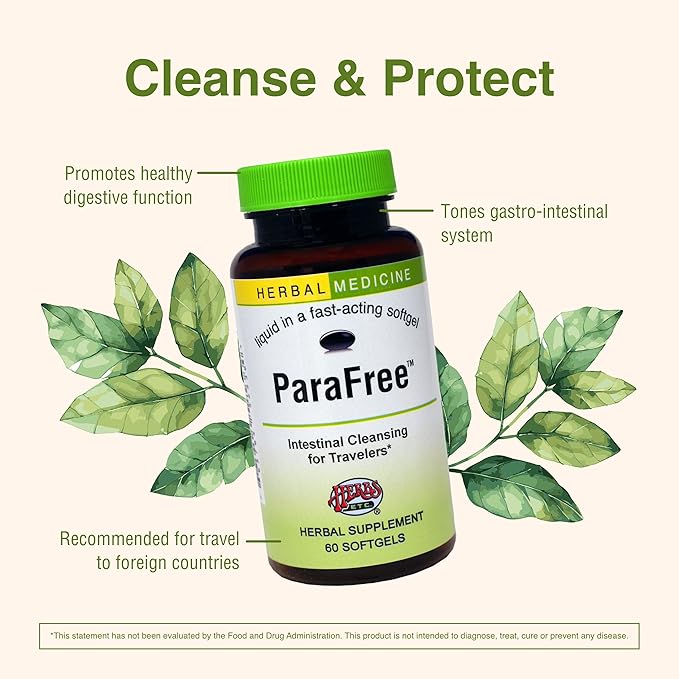 Herbs Etc. ParaFree - Gastrointestinal Support Supplement to Aid Intestinal Cleansing - Digestive Herbal Supplement with Wormwood Quassia &amp Male Fern - 60 Softgels (60 Servings)