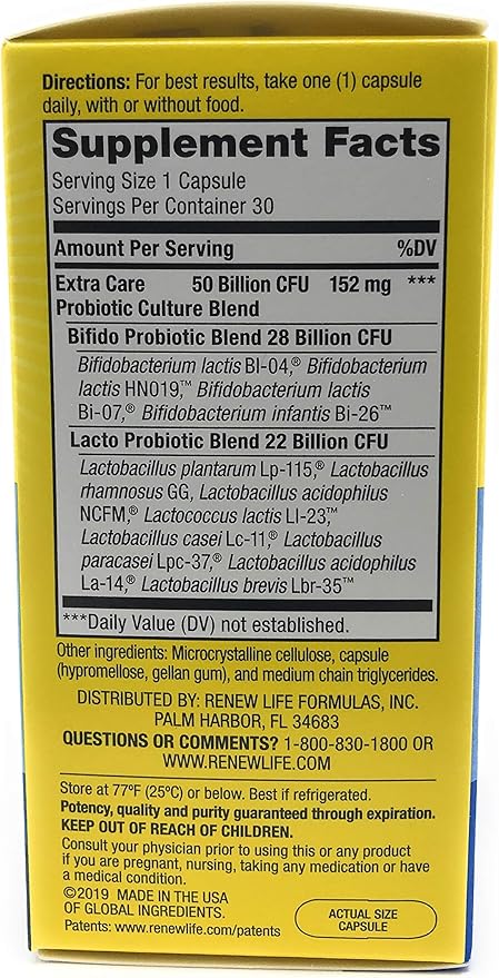 Renew Life Ultimate Flora Extra Care Probiotic 50 Billion 30 Ct