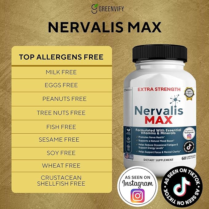 Nervalis MAX Extra Strength Nerve Health Support 60 Capsules 30-Day Supply (2)