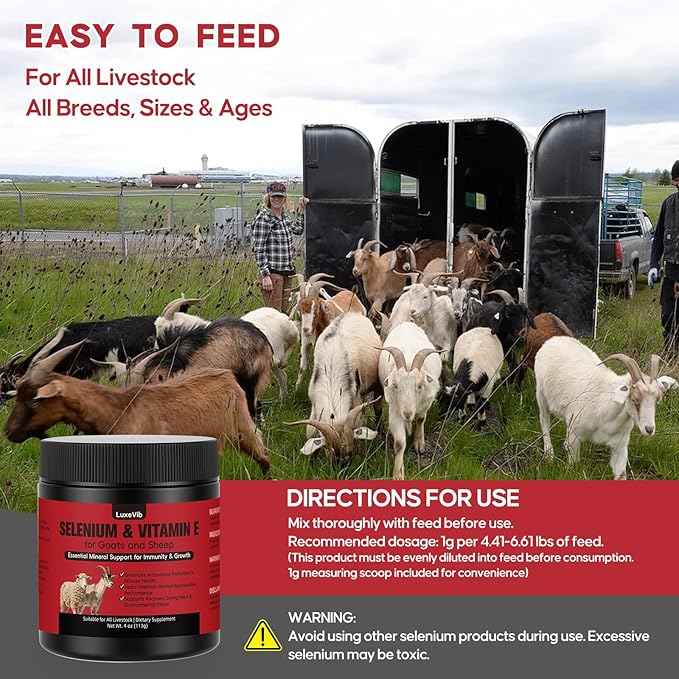 E and S Livestock Vitality Formula | Selenium for Goats Sheep &amp All Livestock | Nutrient Support Powder for Energy Balance and Mobility | Feed Mix Additive for Healthy Growth 4 oz(113 g)