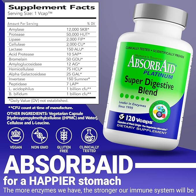 Absorbaid Platinum Super Digestive Blend 120 Count