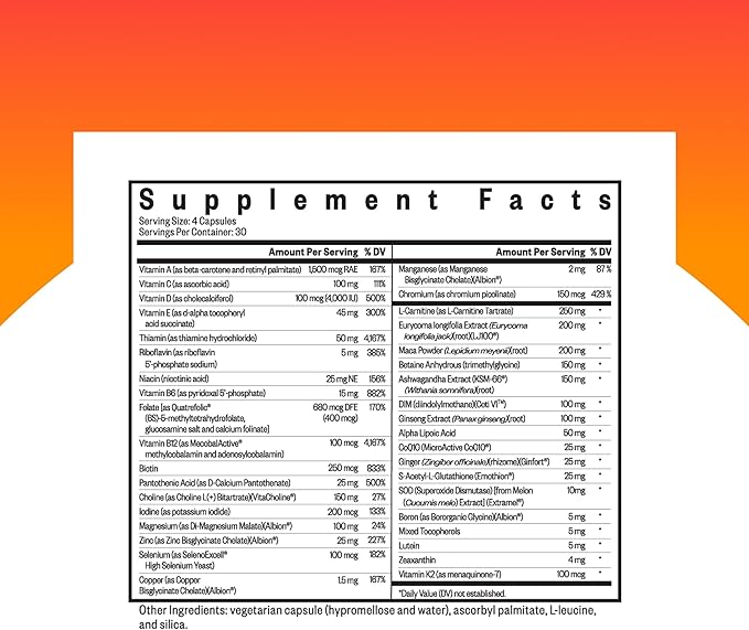 Seeking Health Optimal Man - Multivitamin Supplement with Zinc Active Folate &amp Alpha-Lipoic Acid - Multivitamin Supports Energy &amp Brain Health - Support Healthy Aging &amp Men's Health - 30