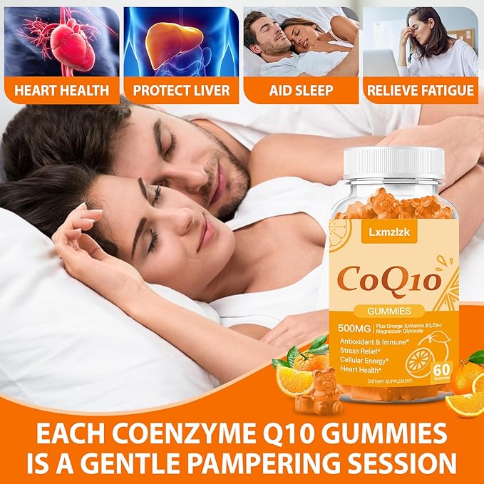 CoQ10 500mg Gummies-3X Better Absorption Q10 Supplements - Plus Omega-3 Magnesium Vitamin B3 &amp Zinc for Heart Health Cellular Energy &amp Antioxidant Vegan Non-GMO 120 Ct (2)