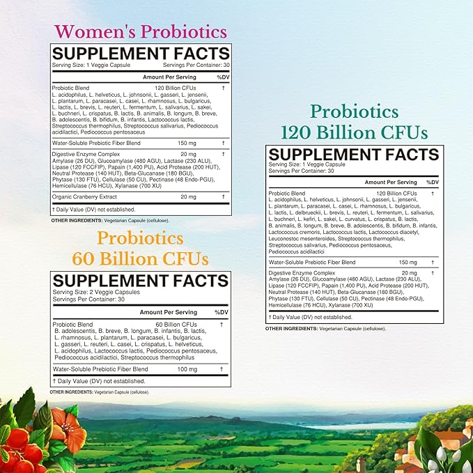 Vitalitown Probiotic Bundle (Pack of 3) | 60 Billion CFU Probiotics 120 Billion CFU Probiotics &amp Women’s Probiotics | Shelf Stable for Gut &amp Vaginal 30 Day Supply Each