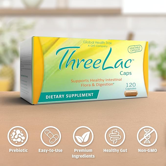 Global Health Trax GHT - ThreeLac Probiotic Capsules 480 Count - Comprehensive Digestive Support for Men Women and Children - Immune System and Gut Balance Non-GMO