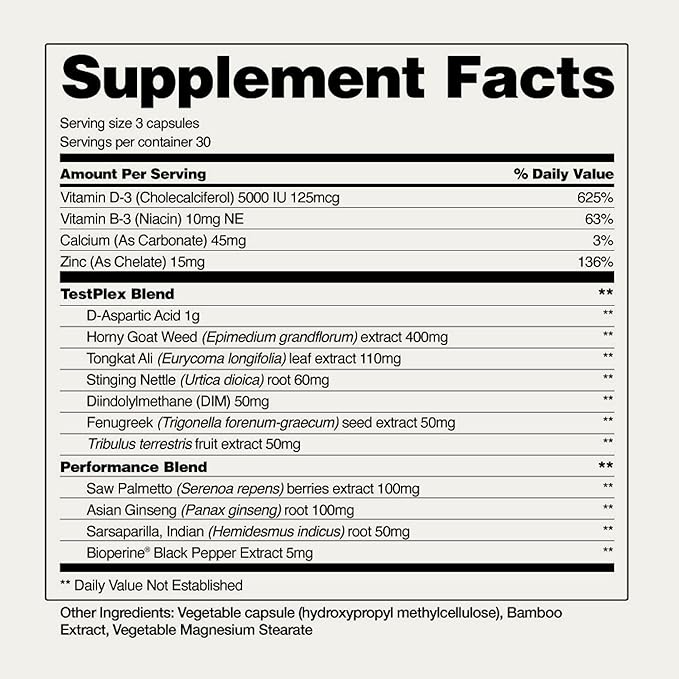 Snap Supplements Nitric Oxide Booster + Testo Booster Supplement Bundle for Men 90 Vegetarian Capsules Each