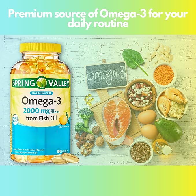 Omega 3 Fish Oil 2000mg- Softgels 180ct (Pack of 1)