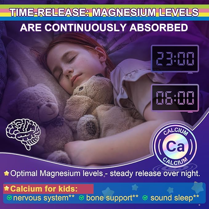 Neviss Magnesium Glycinate + Calcium Filled Gummies for Adults and Kids 4+ Kids Sleep Gummies Melatonin Free Sugar Free Magnesium Supplement with B6 D3 L-Theanine for Zzz &amp Relax BrainBoneMu