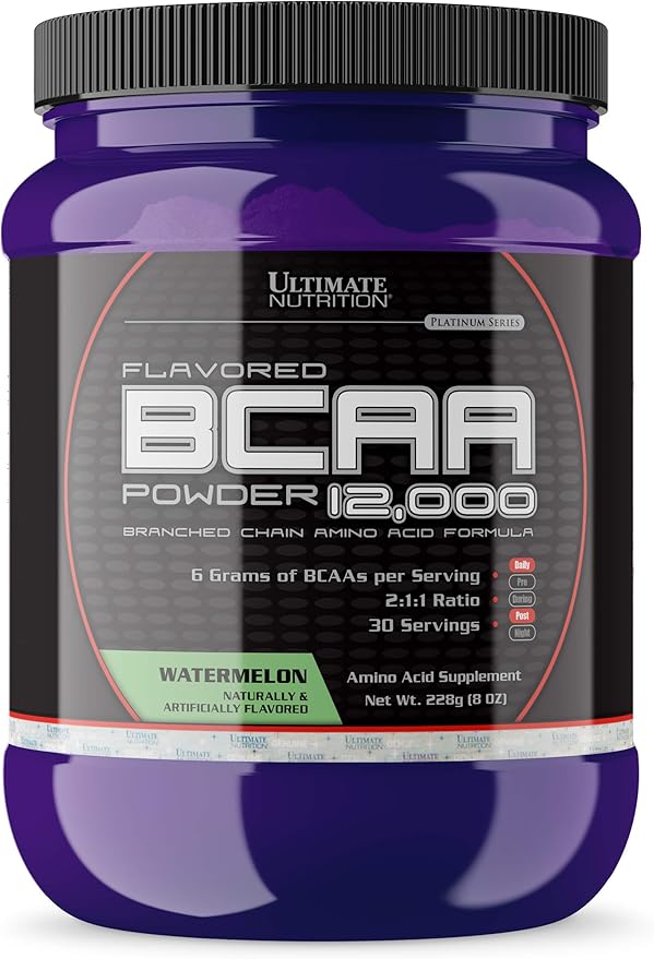 Ultimate Nutrition Flavored BCAA Powder - Caffeine Free with 3g Leucine 1.5g Valine 1.5g Isoleucine - Post Workout Amino Acid Supplement Watermelon 30 Servings