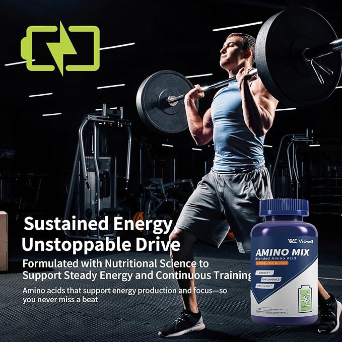 Amino Acid Supports Muscle Recovery and Lean Muscle Growth Enhances Energy and Endurance Contains Essential Amino Acids and BCAAs 180 Capsules (2 Bottles)