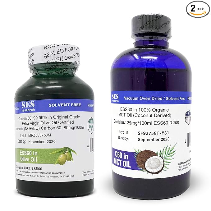 SES Research Combo of C60 - Super Antioxidant Olive Oil and 100% Organic Coconut Derived MCT Oil - 150ml