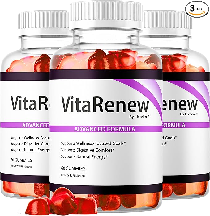 (3 Pack) VitaRenew Gummies - Original VitaRenew Advanced 1050MG Formula - Maximum Strength Supplement Gummy Official Formula Vita Renew All Natural Overall Wellness Support 180 Gummies for 3 Months