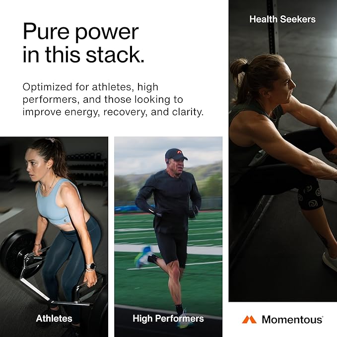Momentous Three - Creatine Monohydrate Powder (30 Servings) Grass-Fed Whey Protein Powder (Unflavored) &amp Omega-3 Fish Oil 1600mg - Daily Essentials for Strength Performance &amp Lean Muscle Rec