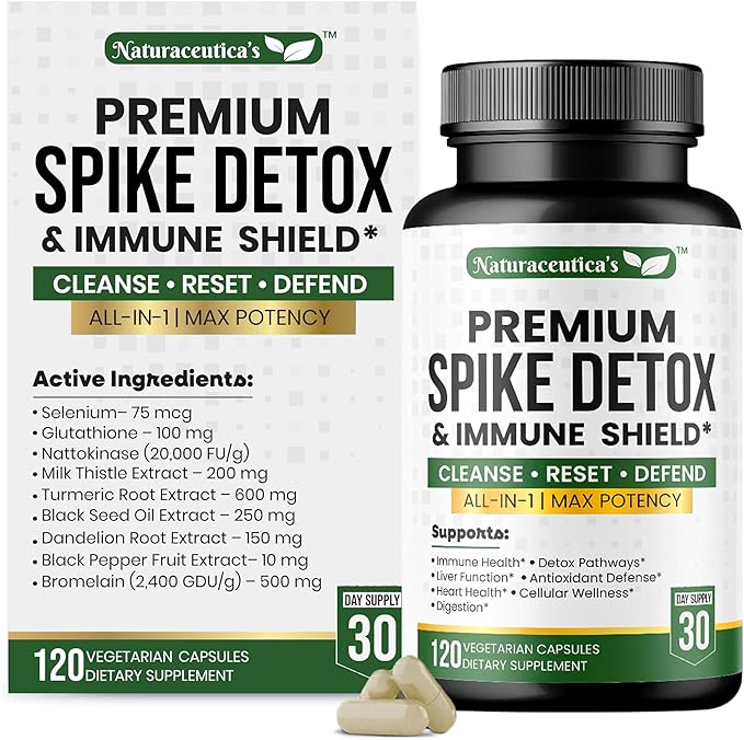 9-IN-1 Premium Spike Detox Wellness Formula – 8X Potency Nattokinase Bromelain Curcumin Milk Thistle for Spike Support Immune &amp Antioxidant Support Liver &amp Heart Health support –120 Veg.