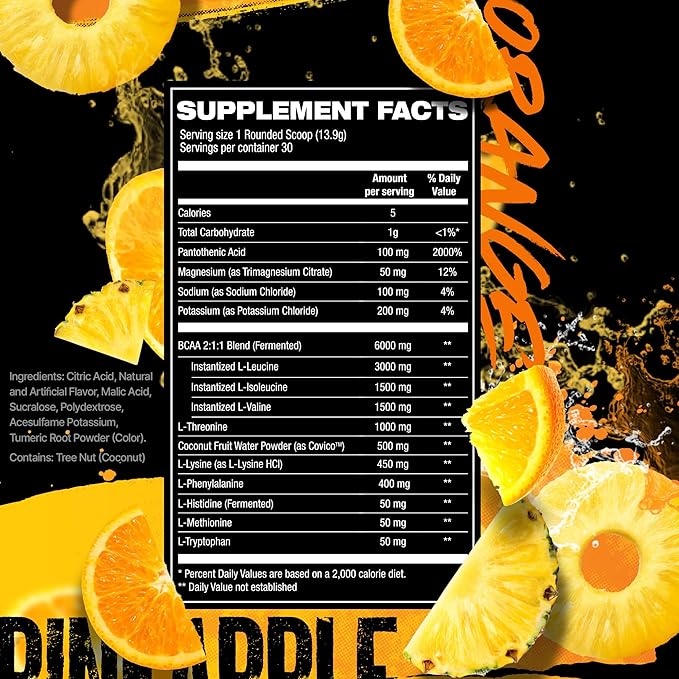 HOSSTILE SILO[9] EAA + Hydration Powder – Essential Amino Acids with Electrolytes EAA BCAA Intra Workout Powder &amp Post Workout Recovery Orange Pineapple 30 Servings